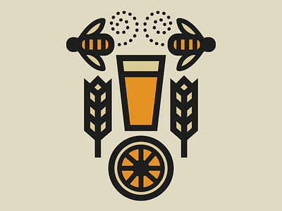 Grapefruit Honey Ale bee beer craft beer grapefruit homebrew honey illustration line art slice wheat