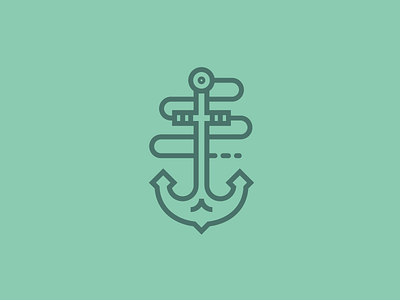 mint green anchor wallpaper