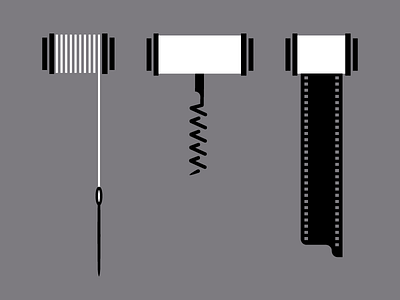 Thread - Corkscrew - Film bottle opener camera film corkscrew film graphic icon icons illustration needle needle and thread thread vector