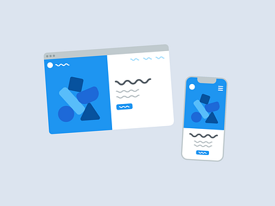 Desktop and Mobile Website Illustration blue branding design illustration illustrator minimal simple ui ux web website