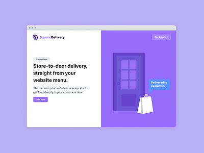 SquareDelivery Landing Page design illustration landing landingpage minimal purple simple ui website website design websites