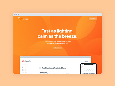 FocusFox Landing Page landingpage minimal orange product simple ui ux web web design webdesign website