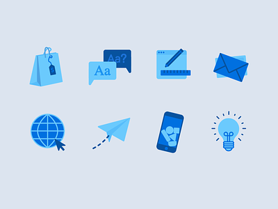 Icons for my personal portfolio blue branding design icon icons iconset illustration illustrations minimal portfolio simple