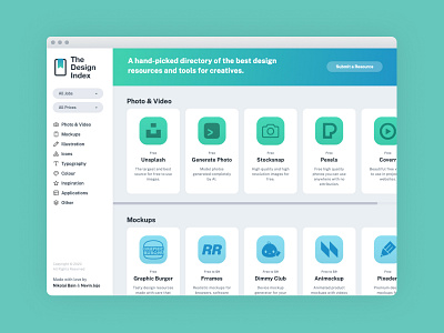 The Design Index design directory resources simple tools ui ux website design