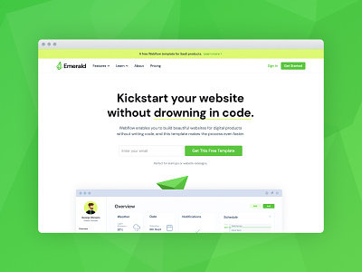 EmeraldKit - Webflow Template marketingwebsite saas simple startup template ui ux webflow website website design
