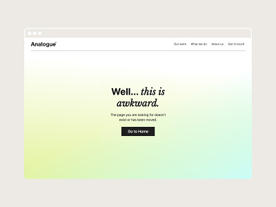 404 Page - Analogue Studio 404 agency design gradient minimal simple studio template ui ux webflow