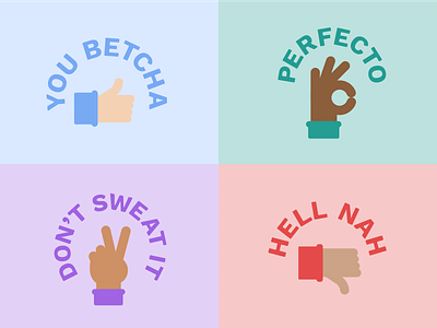 Simple Hand Reactions cartoon daily design hand illustration minimal peace perfect reaction simple sticker thumbsdown thumbsup typography vector