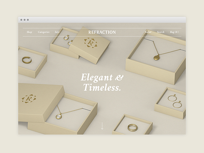 Refraction Jewellery Landing Page 3d branding cinema4d daily design earrings jewellery minimal modern necklace ring simple web web design website