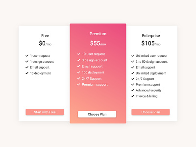 Pricing card UI adobe xd adobexd bootstrap bootstrap 4 card card design minimalist pricing
