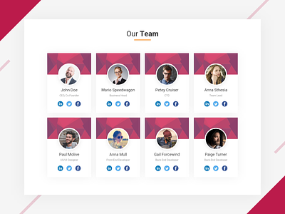 Our Team Page with cover images about us adobe xd adobexd box design card card design designation card features page job card material design minimalist our team pattern pattern design profile card social share team team page teams user card