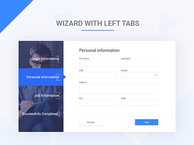 Wizard with left tab menu