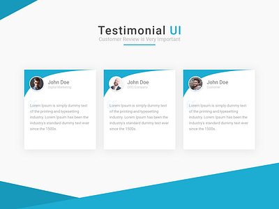 Testimonial UI Customer reviews