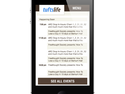 TuftsLife Mobile Redesign Mocks mobile responsive web web design