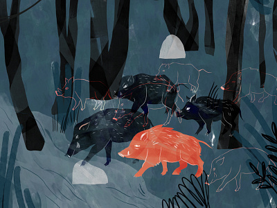 Boars adobephotoshop adventure book character forest forest animals forests illustration illustration digital illustrator jungle jungle book texture