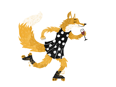 Valentine Fox animal chill dribbble fox illustration ride valentine wine