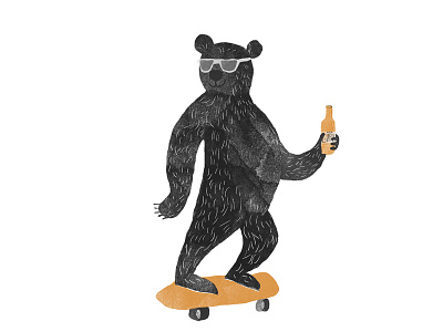 cool bear with beer bear beer illustration skate t shirt