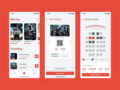 Movie Ticket Booking Mobile App by Tushar Kanjariya on Dribbble