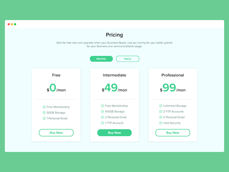 Pricing Page Concept pricing graphicdesign webdesign vector uiux design uidesign ui ux uiux ui webpage web