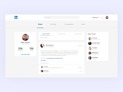 LinkedIn Redesign Concept adobexd design graphicdesign light linkedin redesign concept redesigned ui uiux ux vector web redesign webdesign website concept