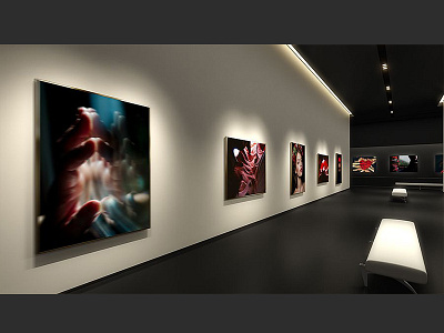 Minimalistic Art Gallery 3d after art effects exhibition gallery mock template up visualization