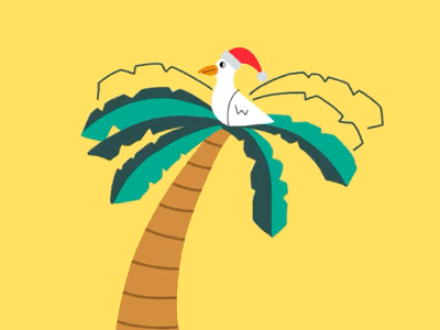Sleigh-gull animation bird christmas palm photoshop procreate santa seagull tree