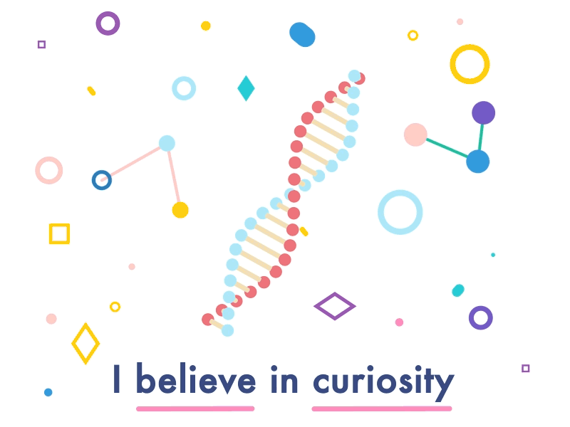 Curiosity is in your DNA 2d animation curious dna flat illustration