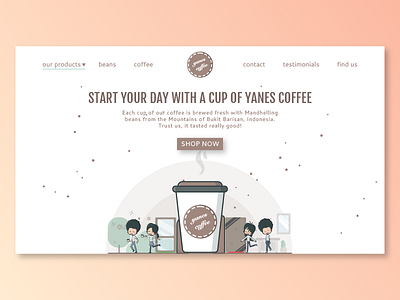 Yanes Coffee illustration landing page web design
