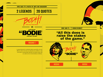 Bodhi vs. Bodie design illustration interactive prototype interactive quiz typography