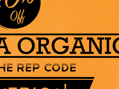 Omerica Organic Discount advertisement black discount flyer orange promote typography wood