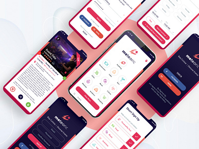 Meteoric App UI/UX design | Discover Events app branding design flat inspiration interactive design ui ux vibrant colors