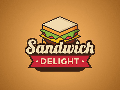 Sandwich Delight | Food Truck Logo Design | Option 1 branding food illustration logo mockup orange red retro sandwich symbol truck vector