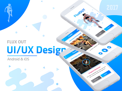 FluxOut Fitness | UI/UX Design | Mobile App Design app blue fitness gym health player sports ui ux video workout