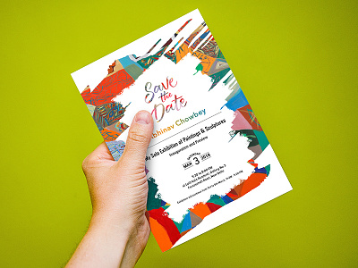 Artist Exhibition card | Save the date art artist color date pain painting sculpture strokes