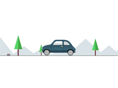 Running car and an obstacle GIF animation car gif gif animated illustration inspiration motion animation retro vector