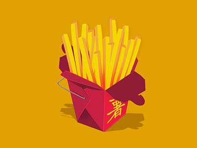 French Fries meet Chinese takeout debut dribbble debut illustration