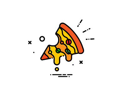 Pizza megaphone graphic design illustration line art ui
