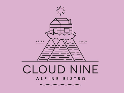 Cloud Nine Alpine Bistro alpine aspen bistro cabin cloud colorado illustration mountains sun