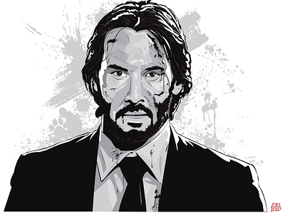 COMMISSION- “JOHN WICK” characters illustration inking john wick keanu reeves movies painting portraits