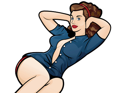 40'S STYLE "PIN-UP" GIRL AND LOGO colors comic book comic book girls inks logo pencils pin up vector vector illustration