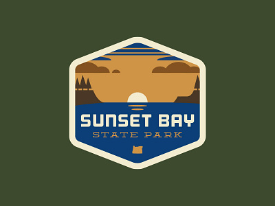 Sunset Bay State Park badges bay coast illustration ocean oregon state park sunset