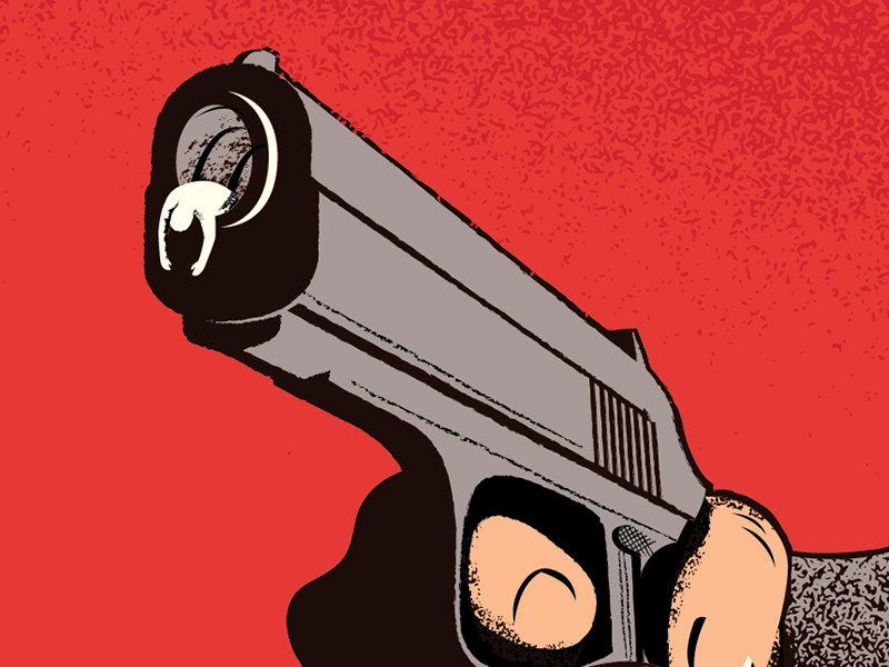 Cannon Fodder illustration spy novel parody book cover pistol
