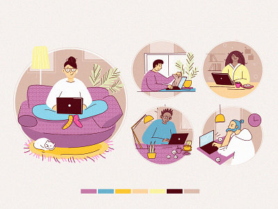 Freelancers designer freelancers home office illustration it outsourcing programmer remote self employed vector