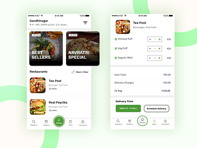 Food Delivery App app appdesign application design branding design groceries mobile app order shopping ui ux zignuts