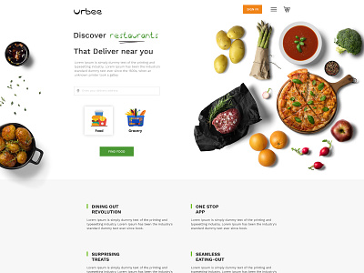 Food Delivery Website food delivery application landing design landing page