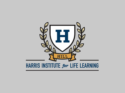 H.I.L.L. (Harris Institute for Life Learning) Logo flat freelance design gray logo logo design logos school logo university logo vector yellow logo