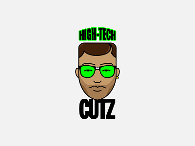 High-Tech CUTZ barbershop cannabis design flat freelance design graphic design icon logo logo design vector weed