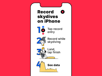 How to record skydives on iPhone app asset brand design illustration vector