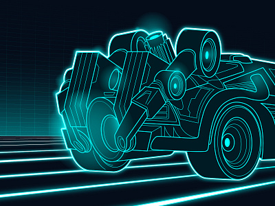 Tron-esque car concept illustration asset brand design illustration marketing vector website