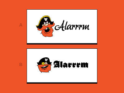 Alarrrm logo options for an Alarm App brand logo