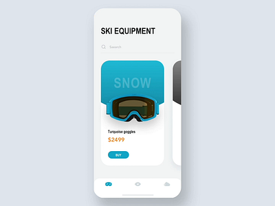 Ski equipment concept Animation 3d animation buy card e commerce glasses helmet helmets interaction online store principle product transition ski goggles ui ux